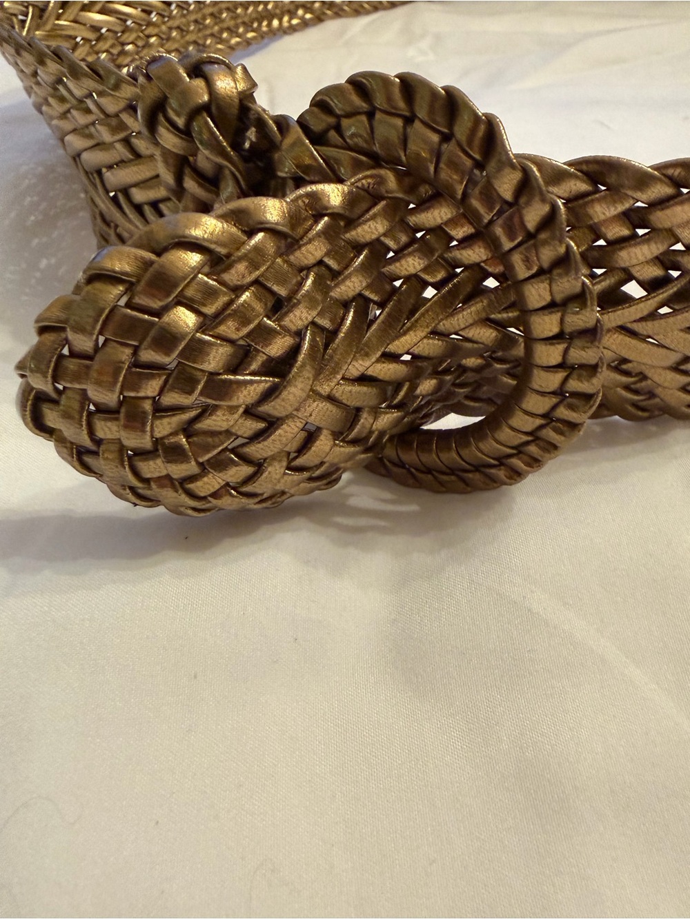 Braided Metallic Gold Belt with Round Buckle